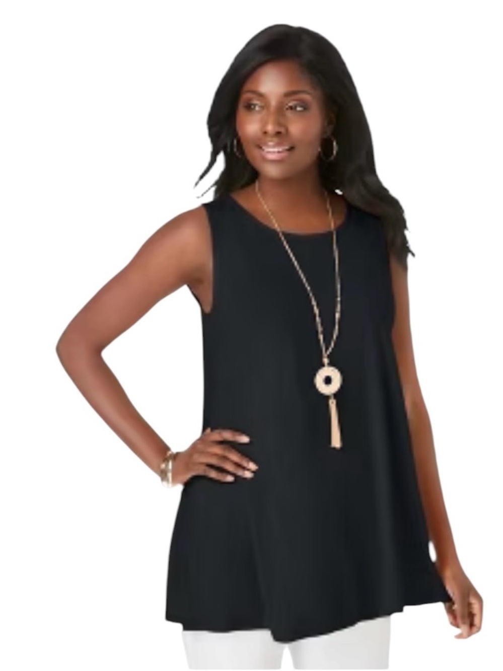 Isaac Mizrahi Black Sleeveless tank with princess seams front & back for swing M